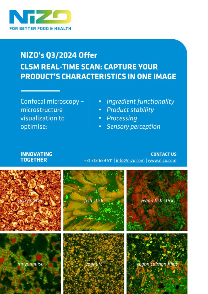 NIZO CLSM (Microstructural analysis by confocal microscopy) Real-time Scan: Capture your product’s characteristics in one image